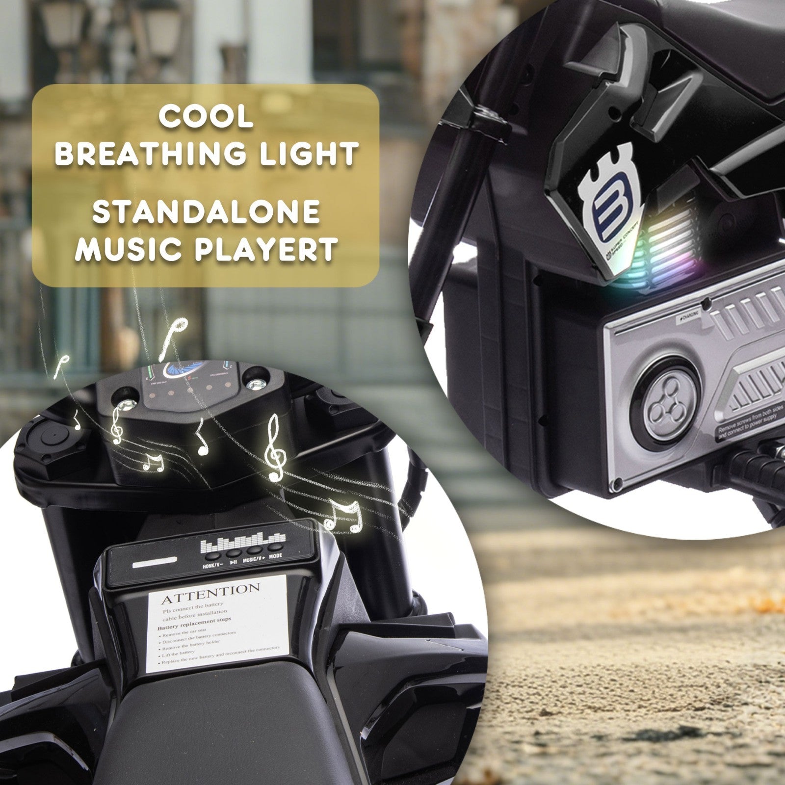 24V Kids Electric Dirt Bike Battery Powered Motorcycle 200W Ride On Car with Light Music