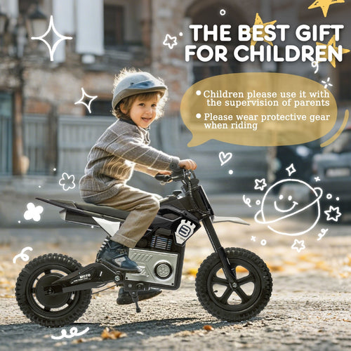 24V Kids Electric Dirt Bike Battery Powered Motorcycle 200W Ride On Car with Light Music