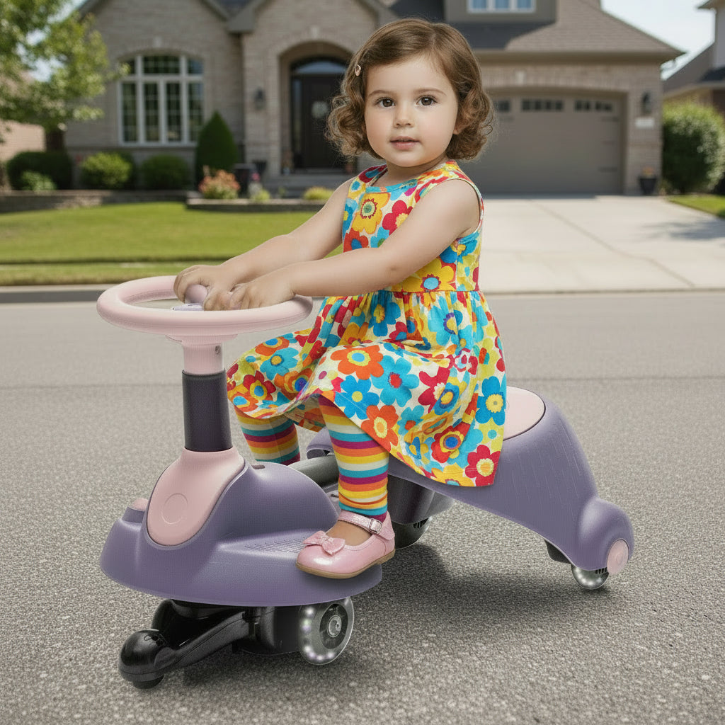 6V Electric Wiggle Car Scalable Ride on Car with Flashing PU Wheels Bluetooth Electric Car