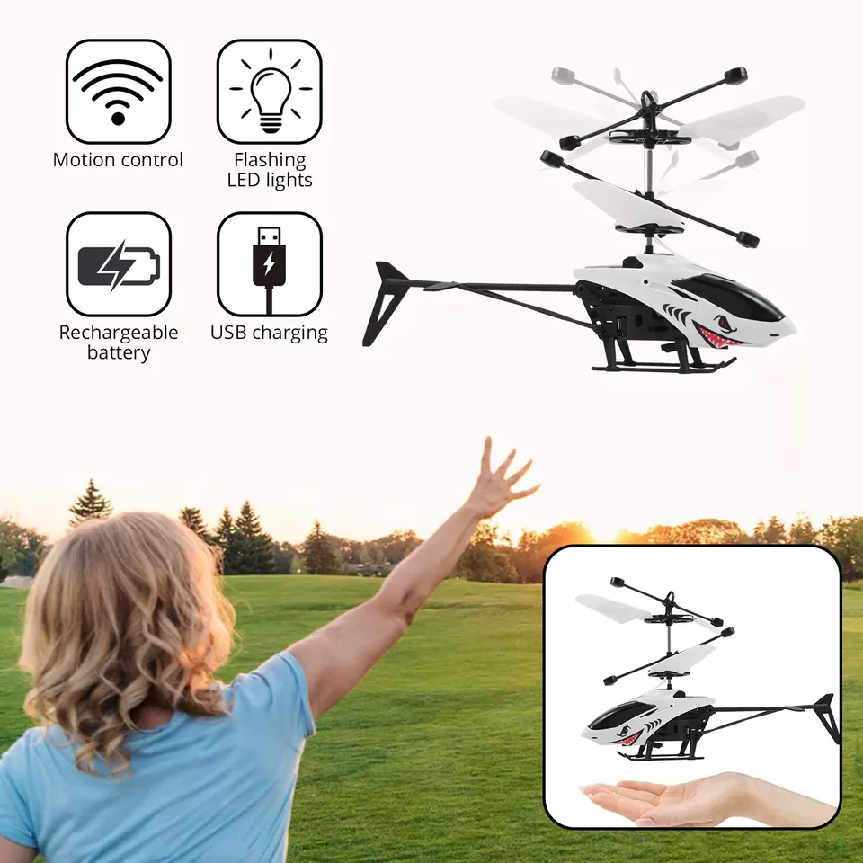 Remote Control Helicopter 2CH Cartoon RC Aircraft with Light Kids Plane Toys