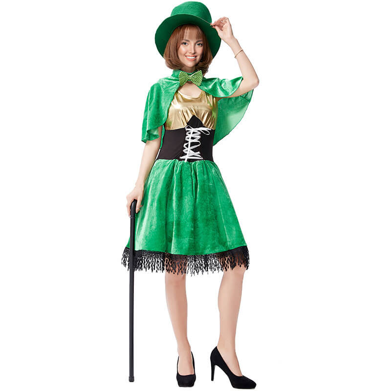 Leprechaun Costume Adult St Patricks Day Outift Irish Leprechaun Performing Dress Full Set