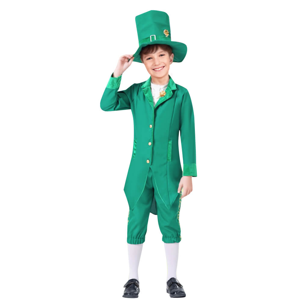 Saint Patricks Day Costume Boys Girls Leprechaun Outfit Paddys Day Hat and Dress Full Set