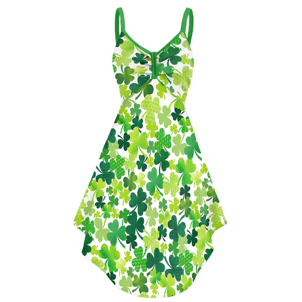 Women St Patricks Day Costume Green Slip Midi Dress for Paddys Day Carnival