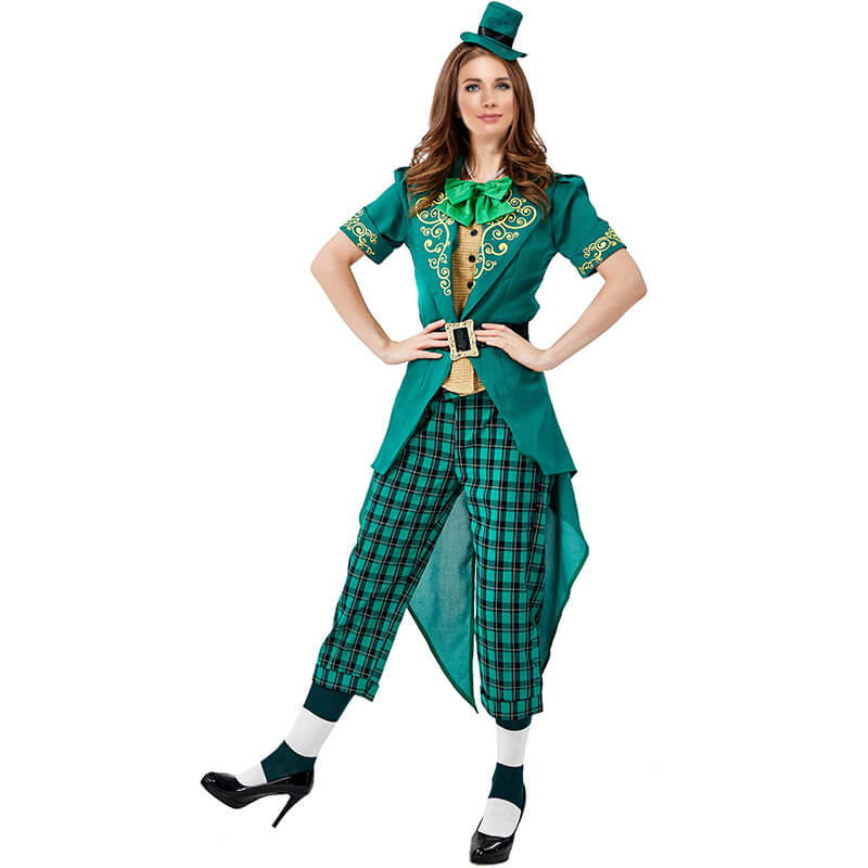 Leprechaun Costume Kids Adults Saint Patricks Day Outfit Green Irish Fancy Dress Full Set