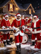 Adult Santa Costume Unisex Mrs Santa Claus Outfit with Hat Beard Belt and Gloves for Christmas Party