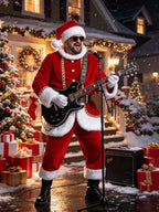 Adult Santa Costume Unisex Mrs Santa Claus Outfit with Hat Beard Belt and Gloves for Christmas Party