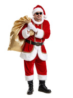 Adult Santa Costume Unisex Mrs Santa Claus Outfit with Hat Beard Belt and Gloves for Christmas Party