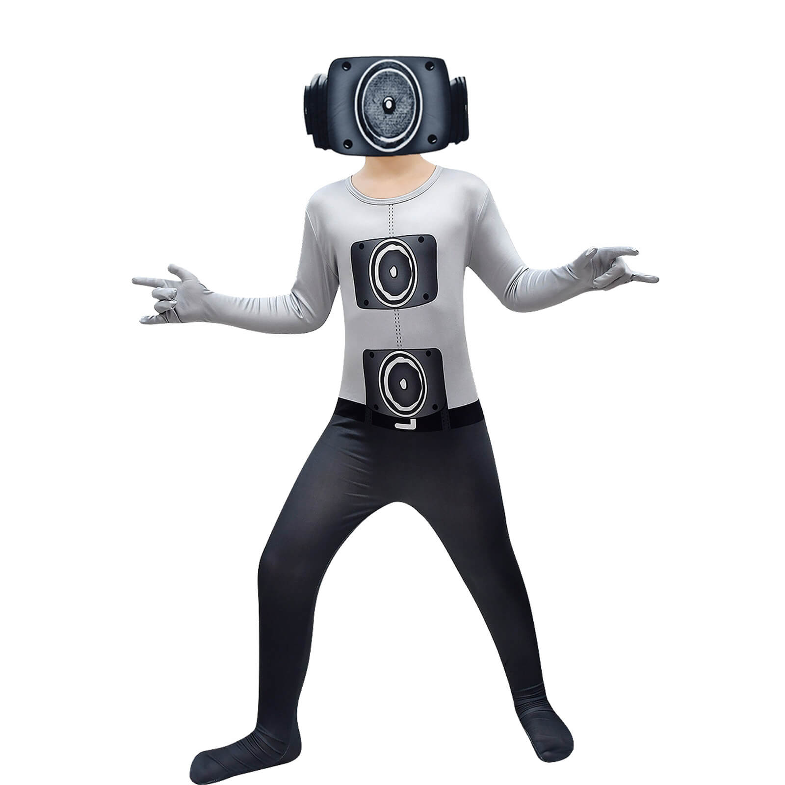 Kids Television Man Costume Jumpsuit with Mask Outfit for Dress Up Party