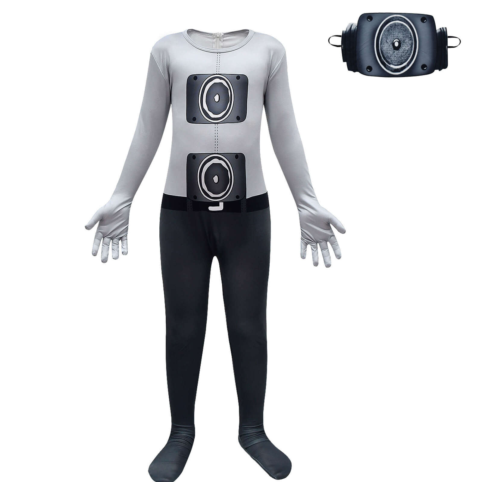 Kids Television Man Costume Jumpsuit with Mask Outfit for Dress Up Party