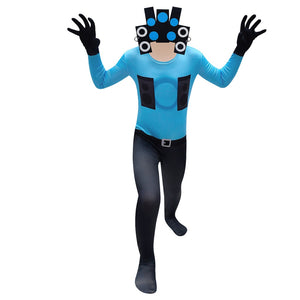 Kids Speaker Man Costume Blue Jumpsuit with Mask 2pcs Suit for Boys and Girls Cosplay
