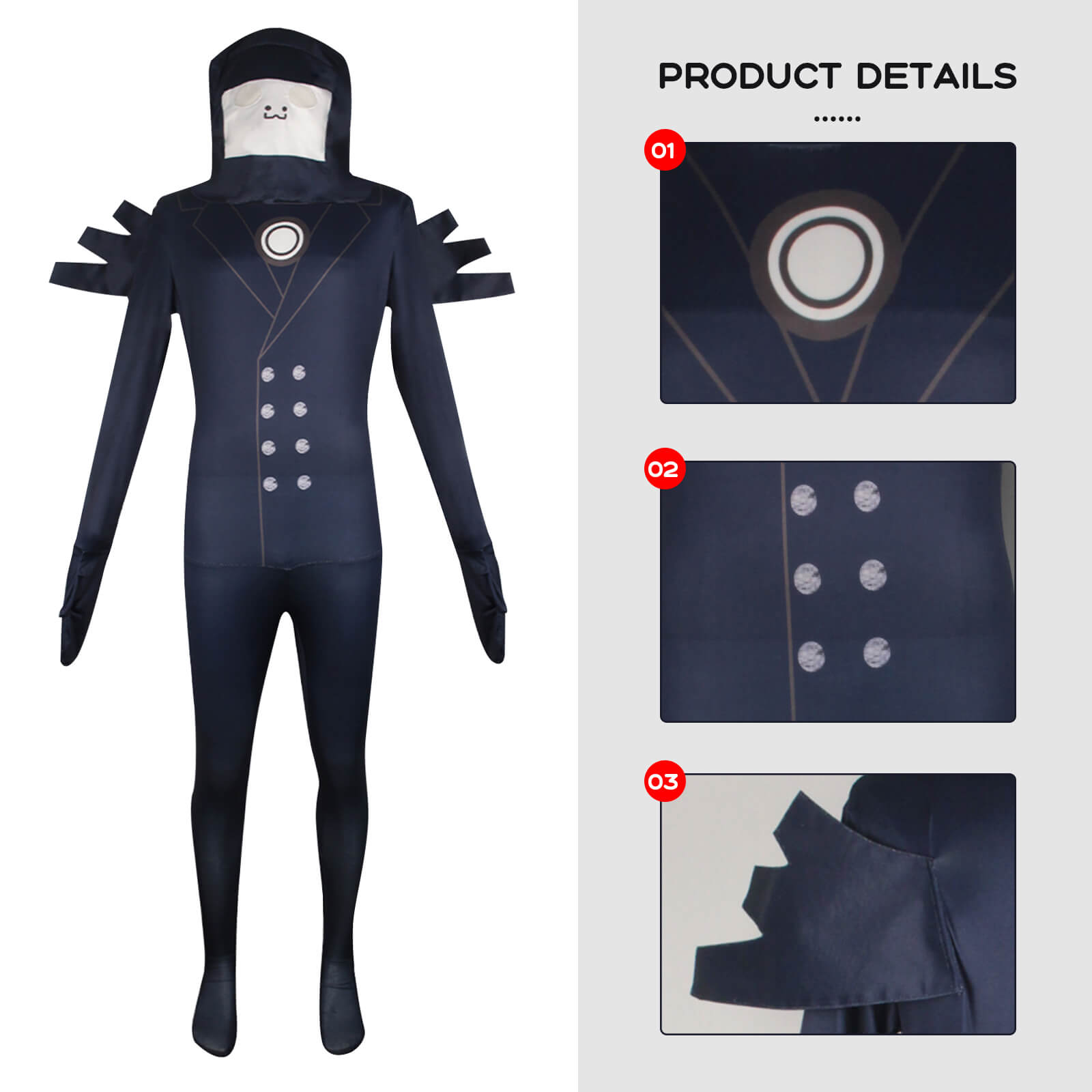 Skibidi Toilet Costume Titan TV Man Cosplay Outfit TV Man Jumpsuit Helmet 2pcs Set for Halloween Party