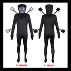 Skibidi Toilet Costume Titan TV Man Cosplay Outfit TV Man Jumpsuit Helmet 2pcs Set for Halloween Party