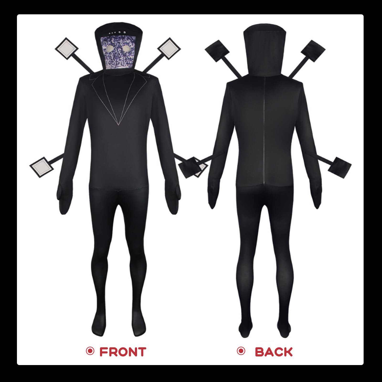 Skibidi Toilet Costume Titan TV Man Cosplay Outfit TV Man Jumpsuit Helmet 2pcs Set for Halloween Party