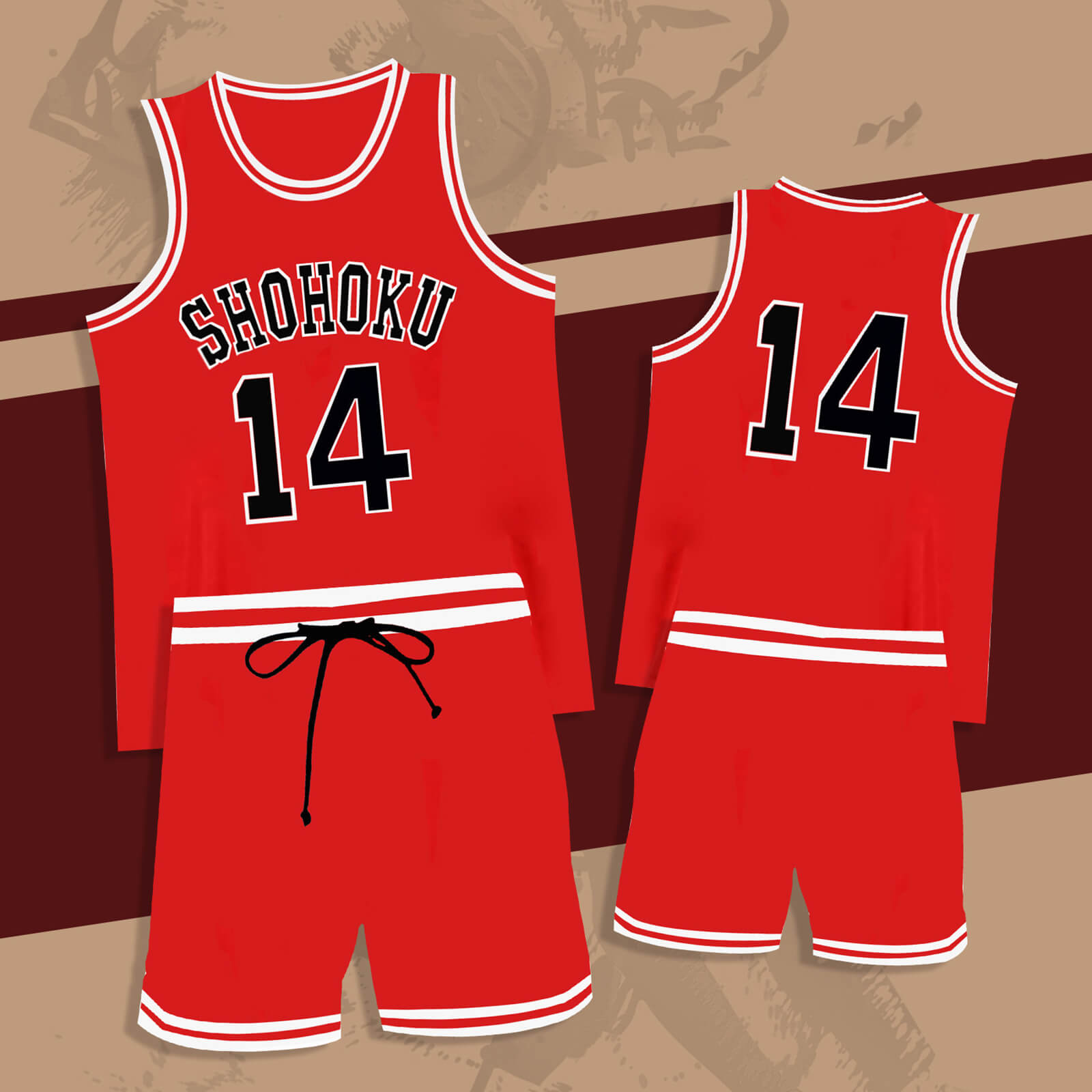Shohoku Jersey Basketball Vest Shorts Suit Hanamichi Sakuragi Kaede Rukawa Sleeveless Sportswear for Kids Adults