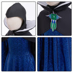 Girls Wicked Queen Costume Dress Cape Helmet Crown 4pcs Suit for Cosplay Party