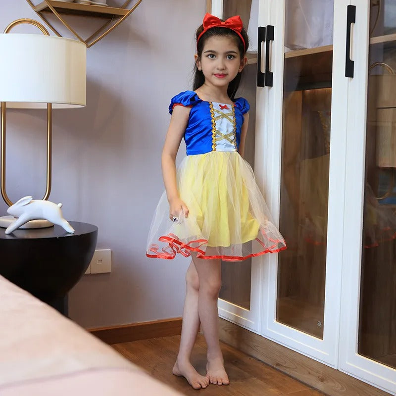 princess kids dress up Ibtom Castle Little Girls Princess Halloween Cosplay Outfits for Kids Party Fancy Dress up Long Evening Gown 6-7 Years Blue, Girl's