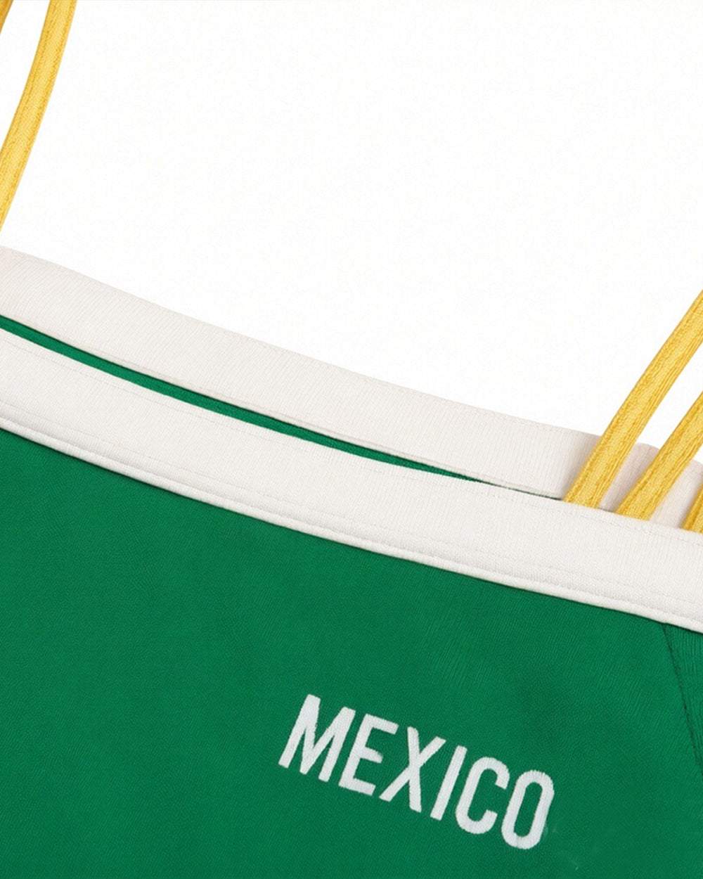 Women Green Mexico Soccer Fan T-shirt Off Shoulder Double Strap Cotton Tee for Football Game Night Lounging