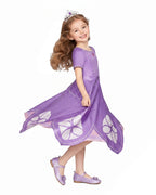 Girls Princess Purple Dress with Crown for Halloween Cosplay Birthday Party