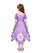 Girls Princess Purple Dress with Crown for Halloween Cosplay Birthday Party