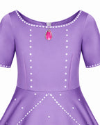 Girls Princess Purple Dress with Crown for Halloween Cosplay Birthday Party