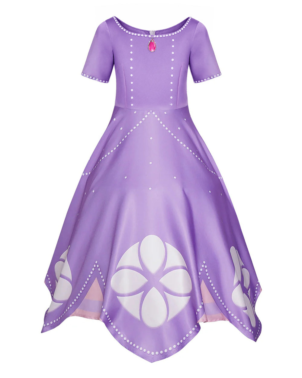 Girls Princess Purple Dress with Crown for Halloween Cosplay Birthday Party