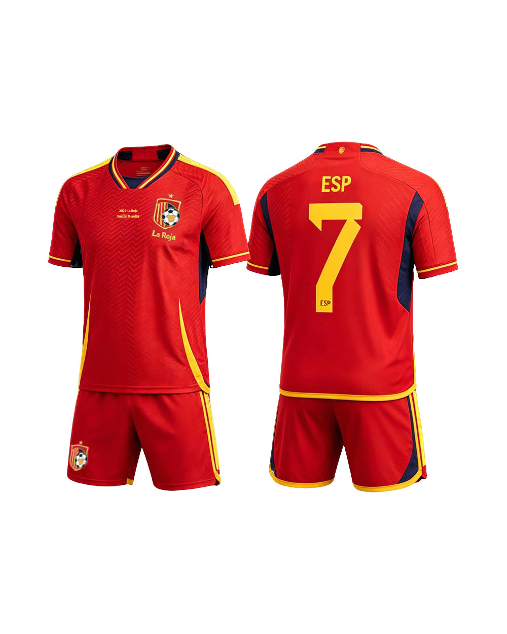 Spain Soccer Jersey Red Football Uniform with Elastic Haedband Inflatable Cheer Sticks for Match Day