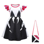 Kids Gwen Dress and Bag 2pcs Suit Spider Costume Superhero Cosplay Outfit for Girls