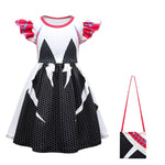 Kids Gwen Dress and Bag 2pcs Suit Spider Costume Superhero Cosplay Outfit for Girls