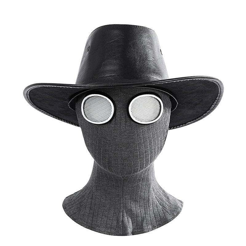 Mens 1930s Retro Spider Detective Costume Dark Brown Vintage Leather Trench Coat Hat with Accessories 8pcs Set for Comic Con