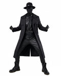 Mens Retro Spider Detective Costume Black Hero Trench Coat with Helmet and Accessories for Cosplay