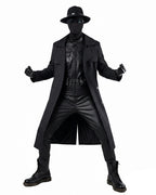 Mens Retro Spider Detective Costume Black Hero Trench Coat with Helmet and Accessories for Cosplay