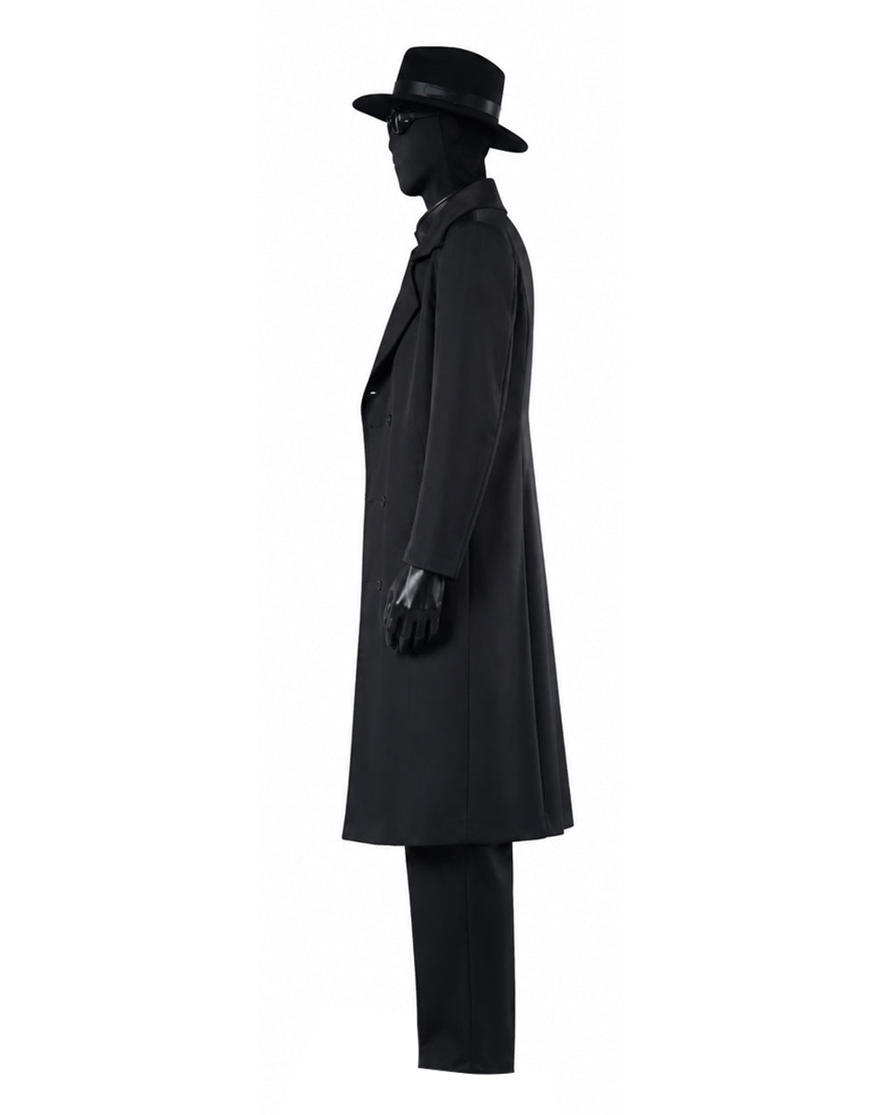 Mens Retro Spider Detective Costume Black Hero Trench Coat with Helmet and Accessories for Cosplay