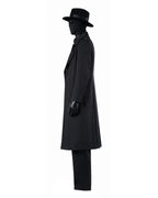 Mens Retro Spider Detective Costume Black Hero Trench Coat with Helmet and Accessories for Cosplay