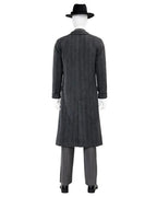 Mens Spider Hero Outfit Dark Gray Retro Overcoat Blazer and Hat Set for Stage Performance