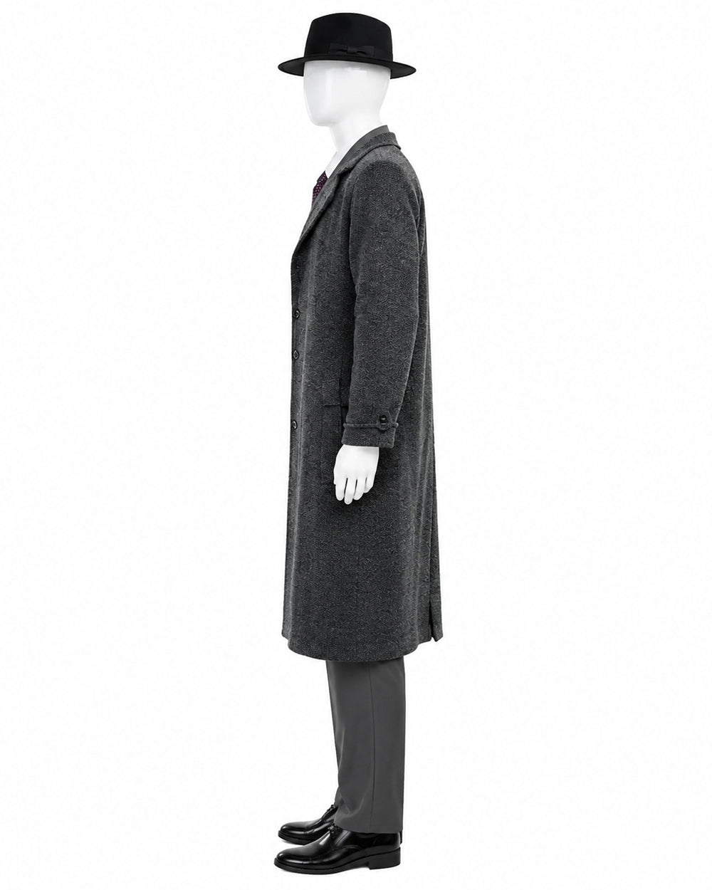 Mens Spider Hero Outfit Dark Gray Retro Overcoat Blazer and Hat Set for Stage Performance