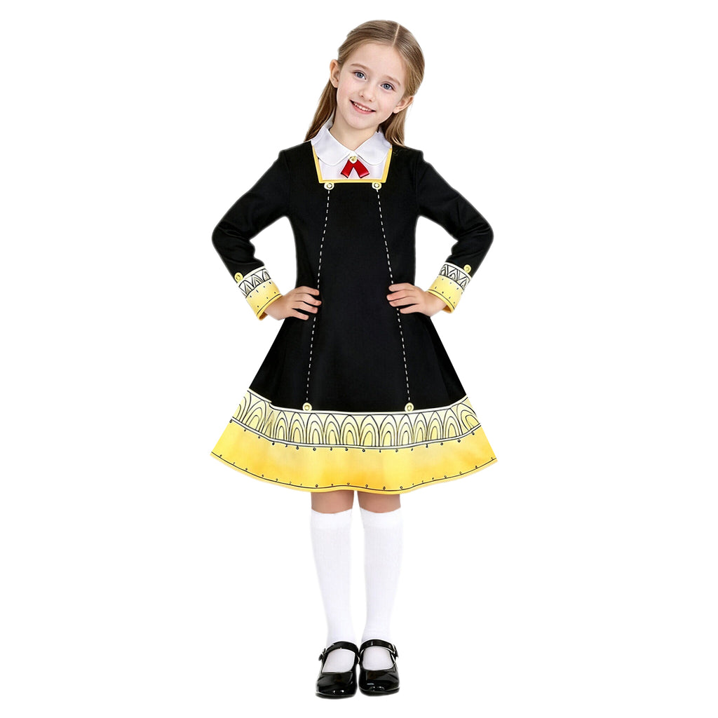 Anya Costume The Spy Child Cosplay Dress and Socks Headwear Full Set