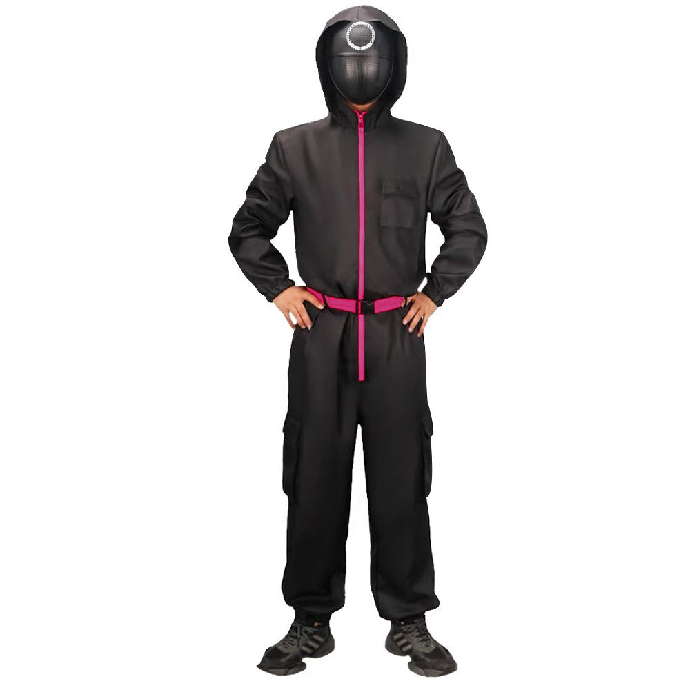 Kids Adults Black Guard Costume Game 2 Soldier Cosplay Outfit Full Jumpsuit and Iconic Mask