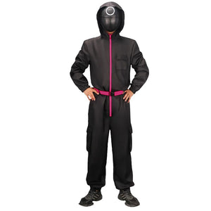 Kids Adults Black Guard Costume Game 2 Soldier Cosplay Outfit Full Jumpsuit and Iconic Mask