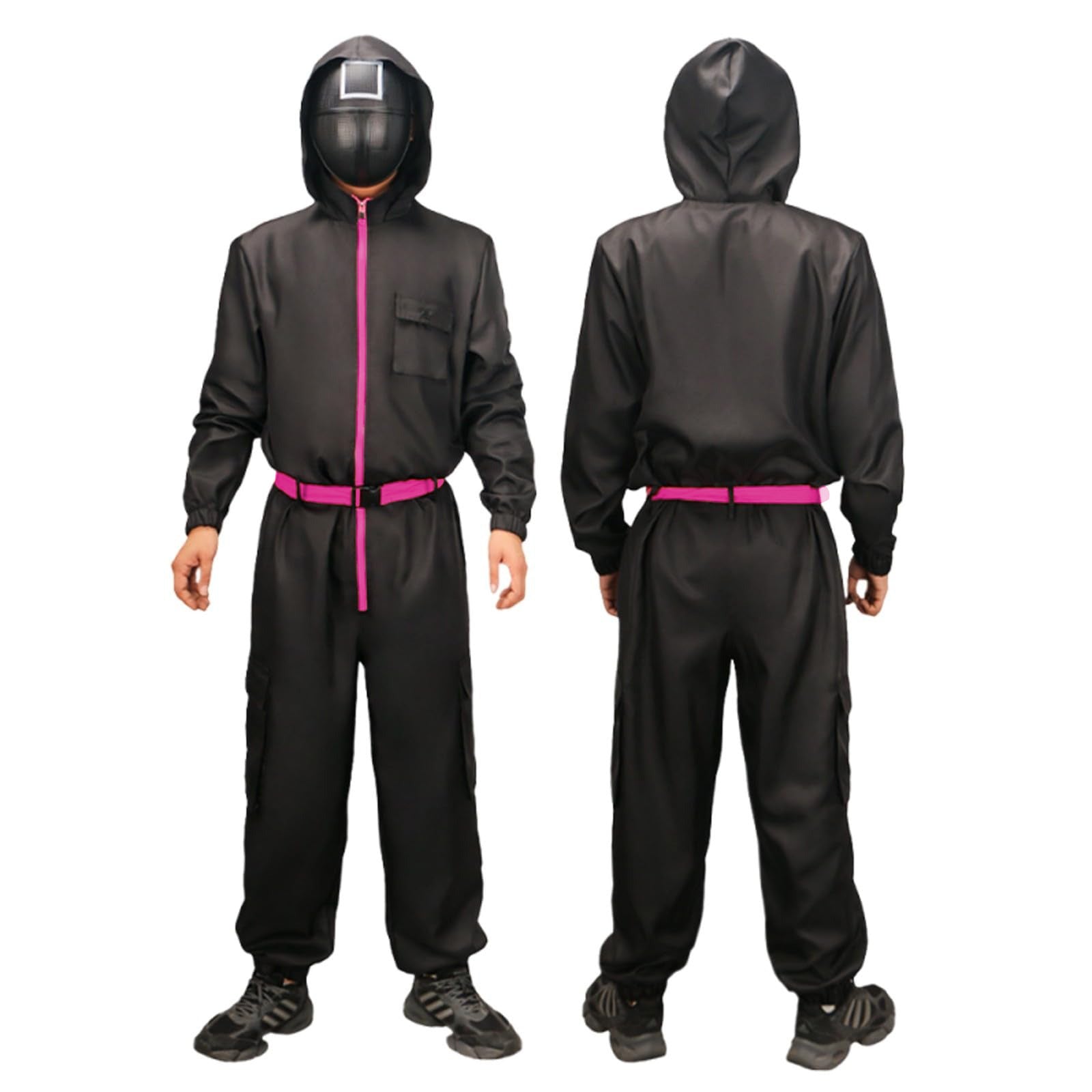 Kids Adults Black Guard Costume Game 2 Soldier Cosplay Outfit Full Jumpsuit and Iconic Mask