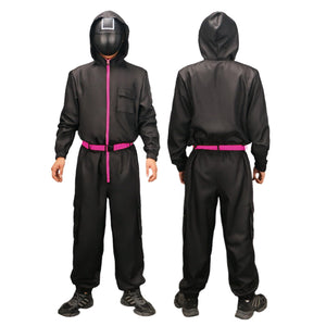 Kids Adults Black Guard Costume Game 2 Soldier Cosplay Outfit Full Jumpsuit and Iconic Mask