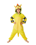 Kids Dragon King Onesie Yellow Turtle Fleece Jumpsuit with Tail and Spiked Shell for Halloween Cosplay
