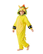 Kids Dragon King Onesie Yellow Turtle Fleece Jumpsuit with Tail and Spiked Shell for Halloween Cosplay