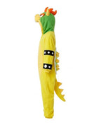 Kids Dragon King Onesie Yellow Turtle Fleece Jumpsuit with Tail and Spiked Shell for Halloween Cosplay