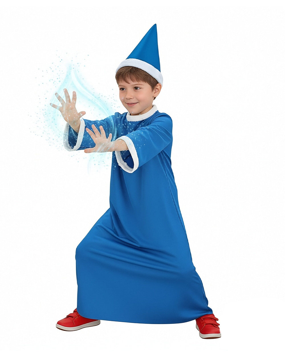 Classic Evil Wizard Costume Blue Magic Robe Hat and Glasses for Cosplay