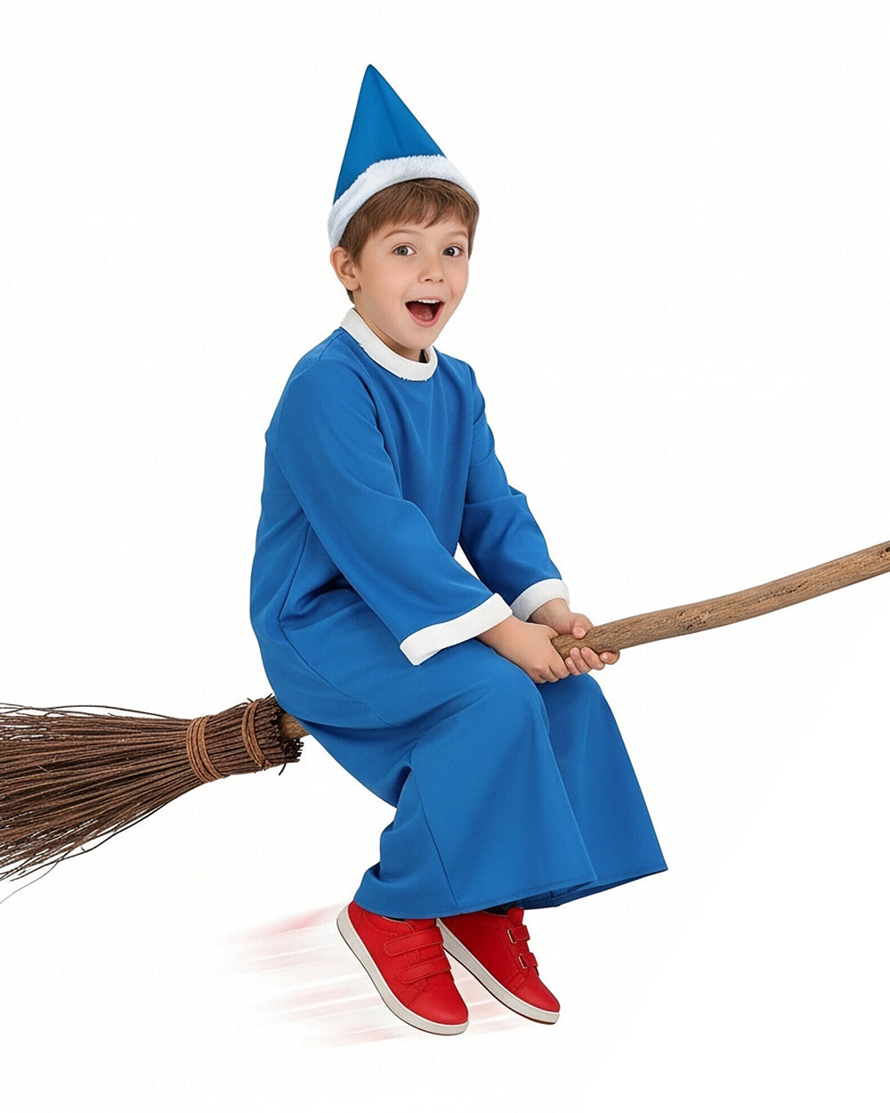 Classic Evil Wizard Costume Blue Magic Robe Hat and Glasses for Cosplay