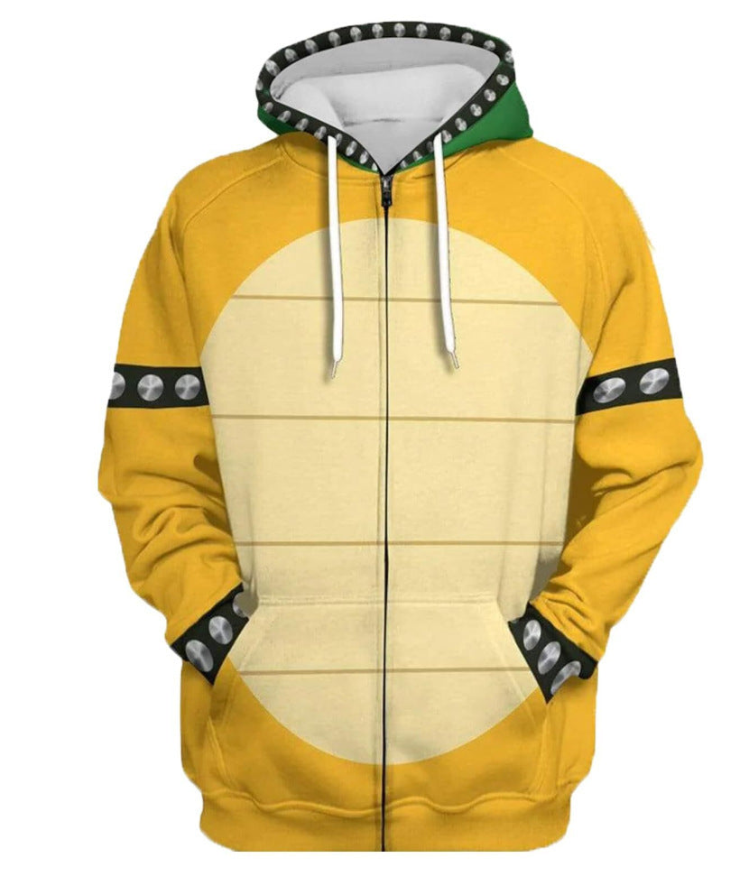 Yellow Monster Costume The Turtle Zip-up Sweatshirt Hoodie for Themed Parties