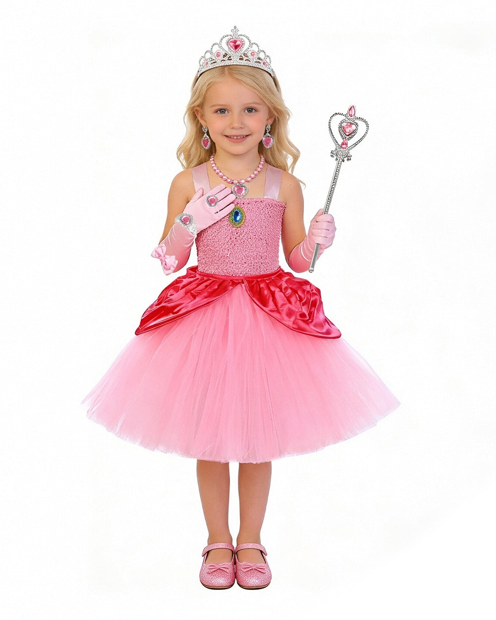 Princess Party Costume Tulle Tutu Dress with Crown and Accessories for Carnival Theme Events