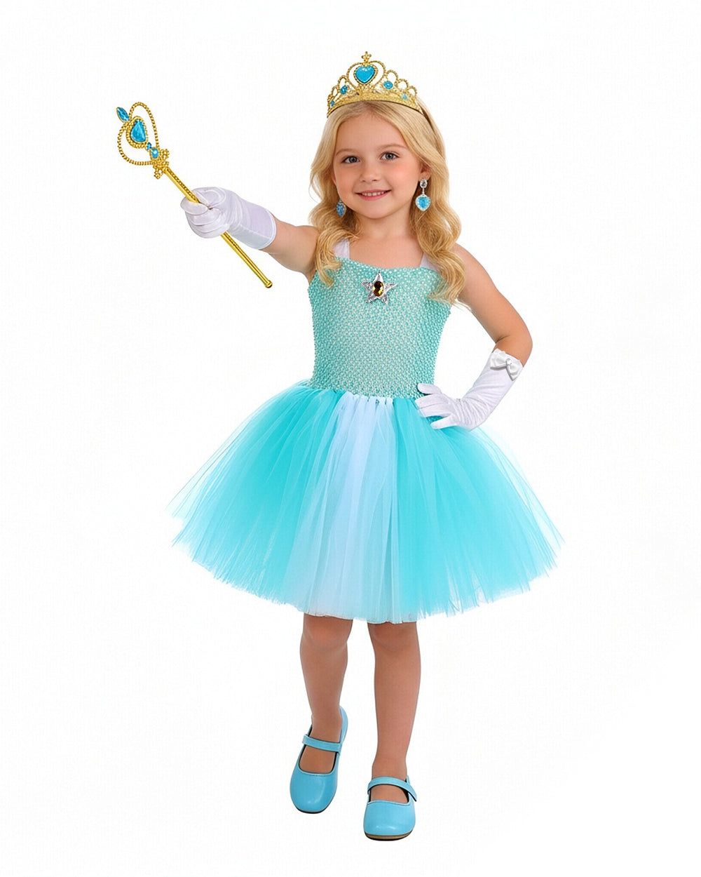 Princess Party Costume Tulle Tutu Dress with Crown and Accessories for Carnival Theme Events
