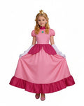Pink Princess Cosplay Costume Set Dress with Crown Earrings Brooch and Long Gloves