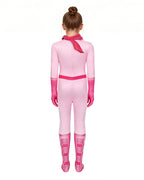 Peach Costume Girls Princess Outfit Super Brother Jumpsuit with Crown Gloves for Halloween Party